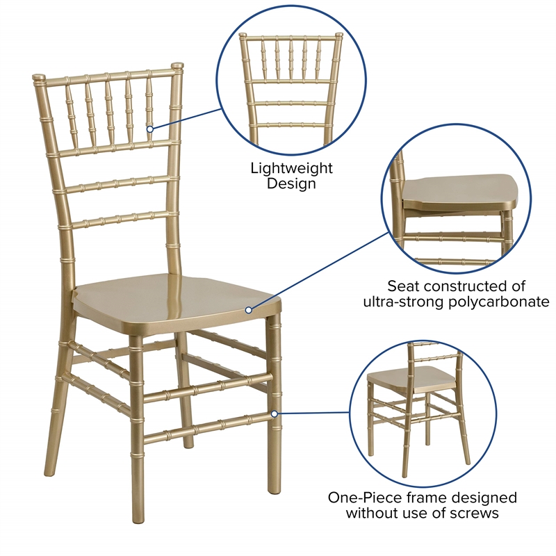 Flash Furniture Gold Resin Stacking Chiavari Dining Chair