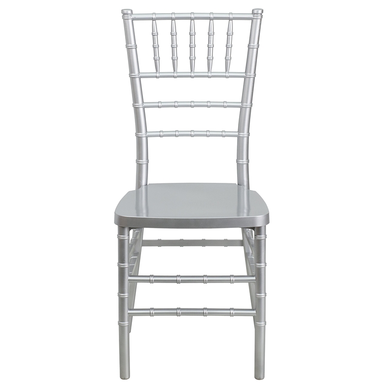 Flash Furniture Elegance Resin Stacking Chiavari Dining Chair in Silver
