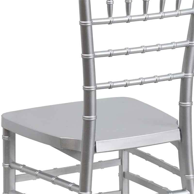 Flash Furniture Elegance Resin Stacking Chiavari Dining Chair in Silver