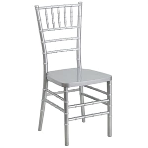 Flash Furniture Elegance Resin Stacking Chiavari Dining Chair in Silver