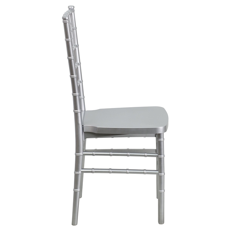 Flash Furniture Elegance Resin Stacking Chiavari Dining Chair in Silver