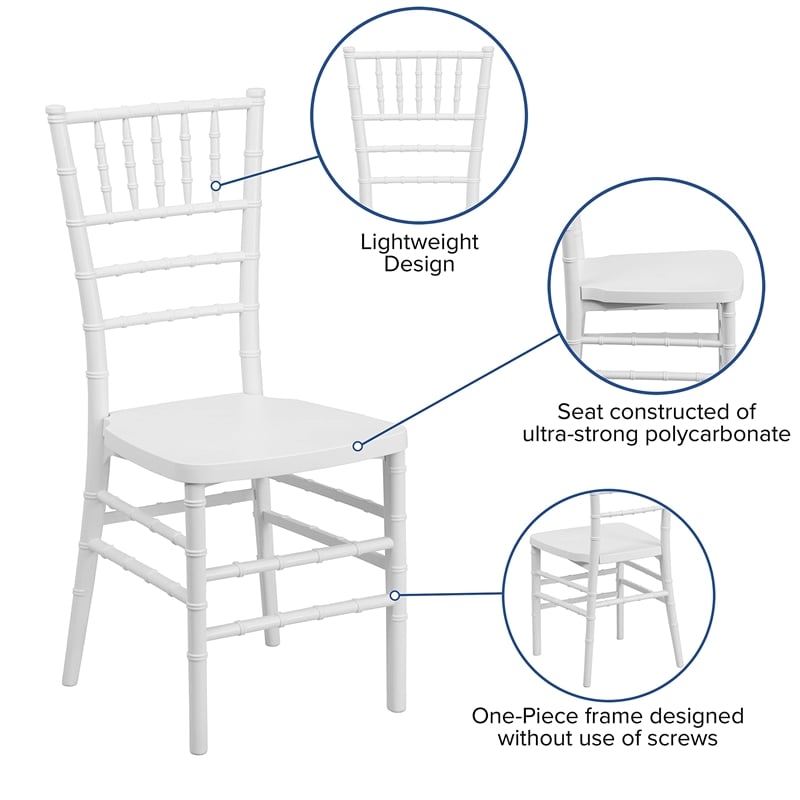 Flash Furniture Elegance Resin Stacking Chiavari Dining Chair in White