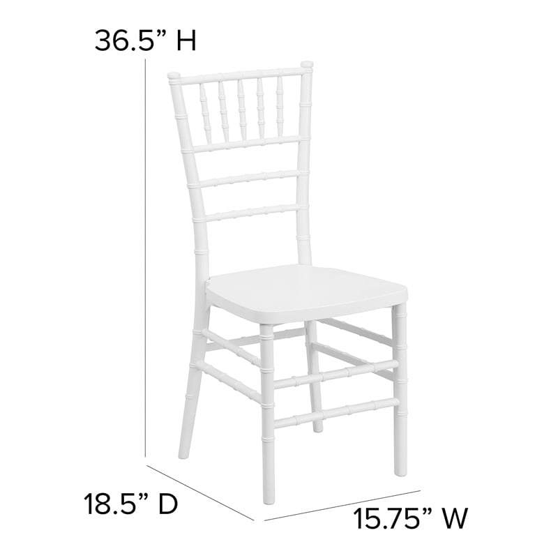 Flash Furniture Elegance Resin Stacking Chiavari Dining Chair in White