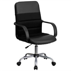 flash furniture mid-back mesh and leather office chair in black