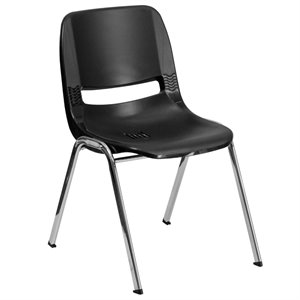 flash furniture hercules ergonomic plastic stackable school chair in black and chrome
