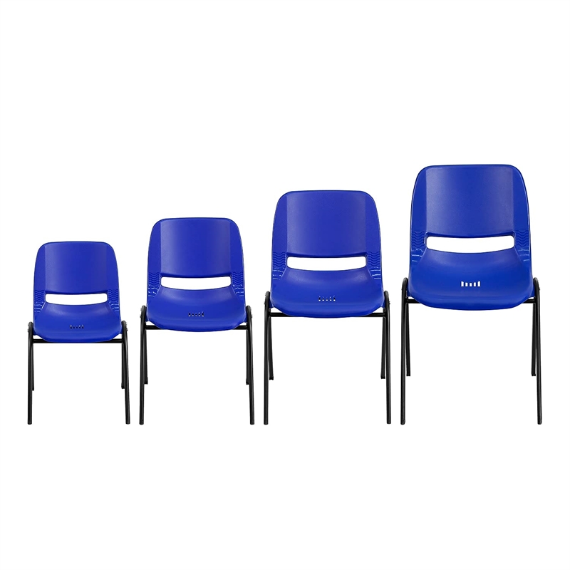Flash Furniture Hercules Ergonomic Shell Back Stacking Chair in Navy and Black