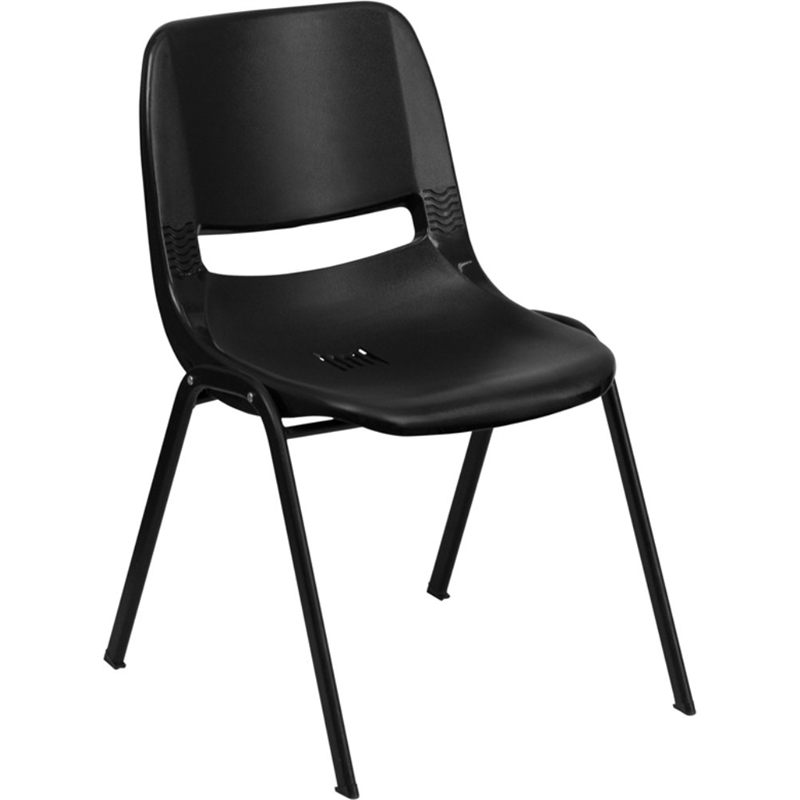 Flash Furniture Hercules Ergonomic Shell Back Stacking Chair in Black