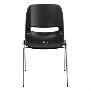 Flash Furniture Hercules 880 lb. Capacity Black Stack Chair w/ Chrome Frame