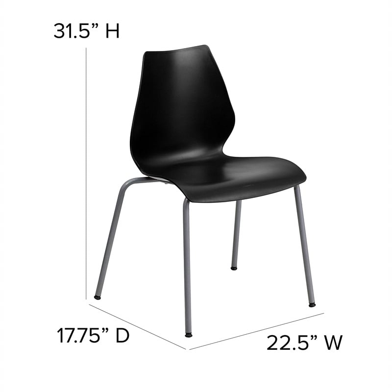 Flash Furniture Hercules Stacking Chair with Lumbar Support in Black