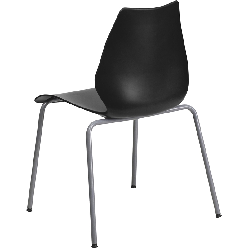 Flash Furniture Hercules Stacking Chair with Lumbar Support in Black