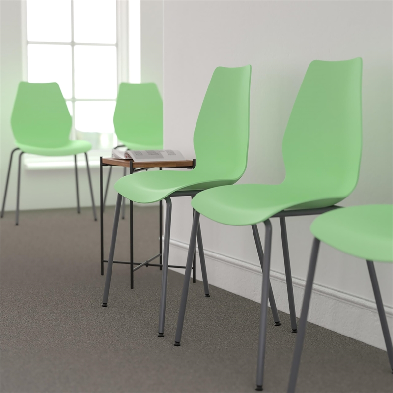 Flash Furniture Hercules Stacking Chair with Lumbar Support in Green
