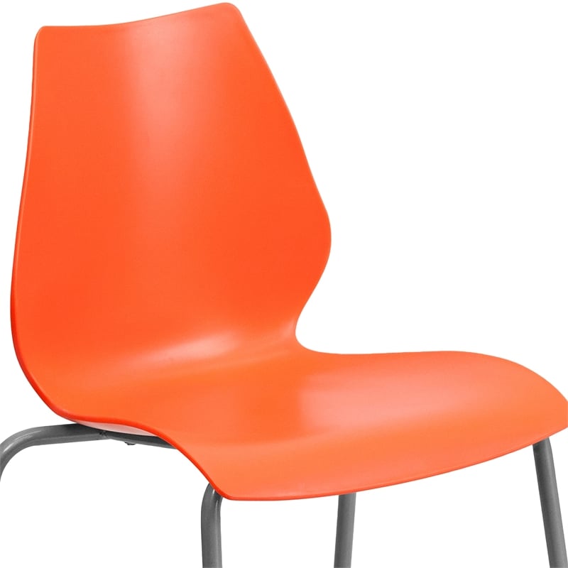 Flash Furniture Hercules Stacking Chair with Lumbar Support in Orange