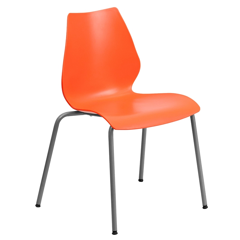 Flash Furniture Hercules Stacking Chair with Lumbar Support in Orange