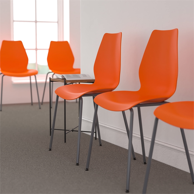 Flash Furniture Hercules Stacking Chair with Lumbar Support in Orange
