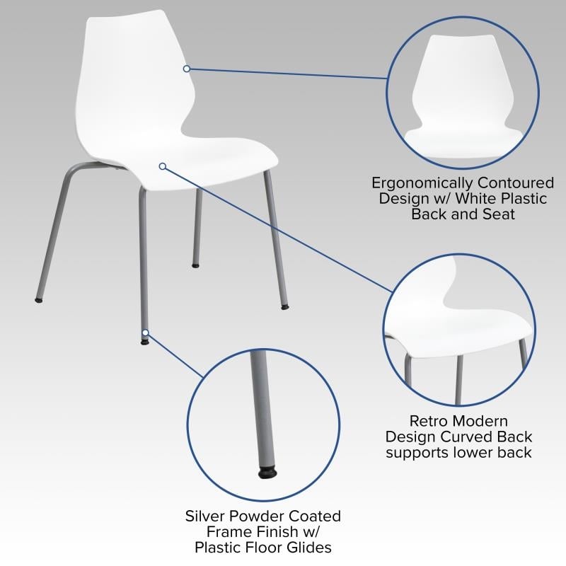 Flash Furniture Hercules Stacking Chair with Lumbar Support in White