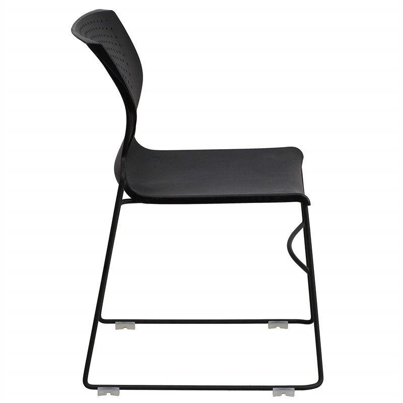 Flash Furniture Hercules Curved Back Sled Base Stacking Chair in Black