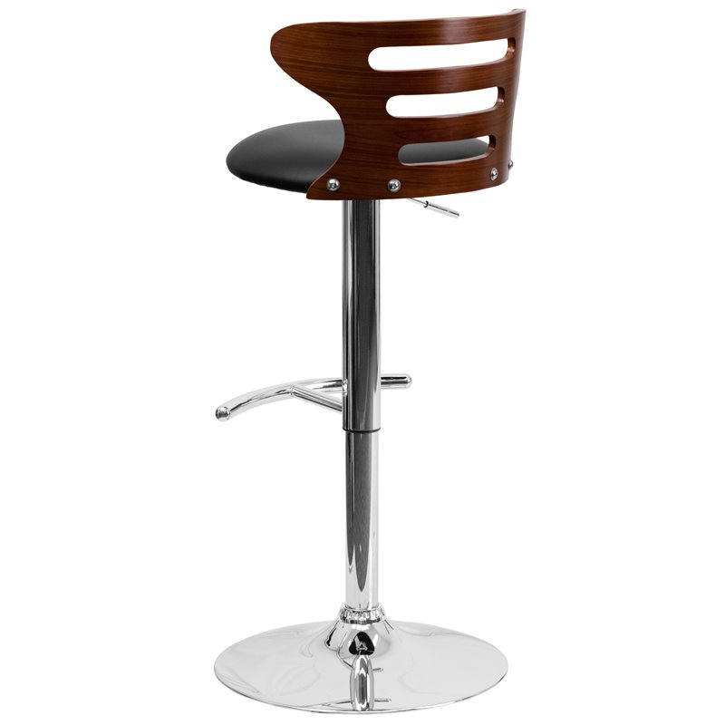 Flash Furniture 25" to 33" Bentwood Bar Stool in Walnut and Black