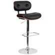 Flash Furniture Adjustable Bentwood Bar Stool in Black and Walnut