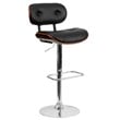Flash Furniture Adjustable Bentwood Bar Stool in Black and Walnut