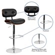 Flash Furniture Adjustable Bentwood Bar Stool in Black and Walnut