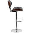 Flash Furniture Adjustable Bentwood Bar Stool in Black and Walnut
