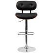 Flash Furniture Adjustable Bentwood Bar Stool in Black and Walnut