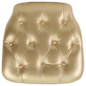 Flash Furniture Hard Tufted Vinyl Chiavari Chair Cushion in Gold