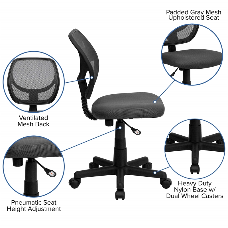 Flash Furniture Mid-Back Gray Mesh Task and Computer Office Chair