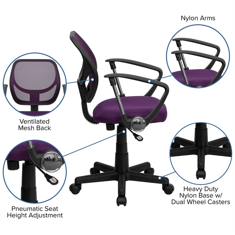 Flash Furniture Mid-Back Purple Mesh  Office Chair