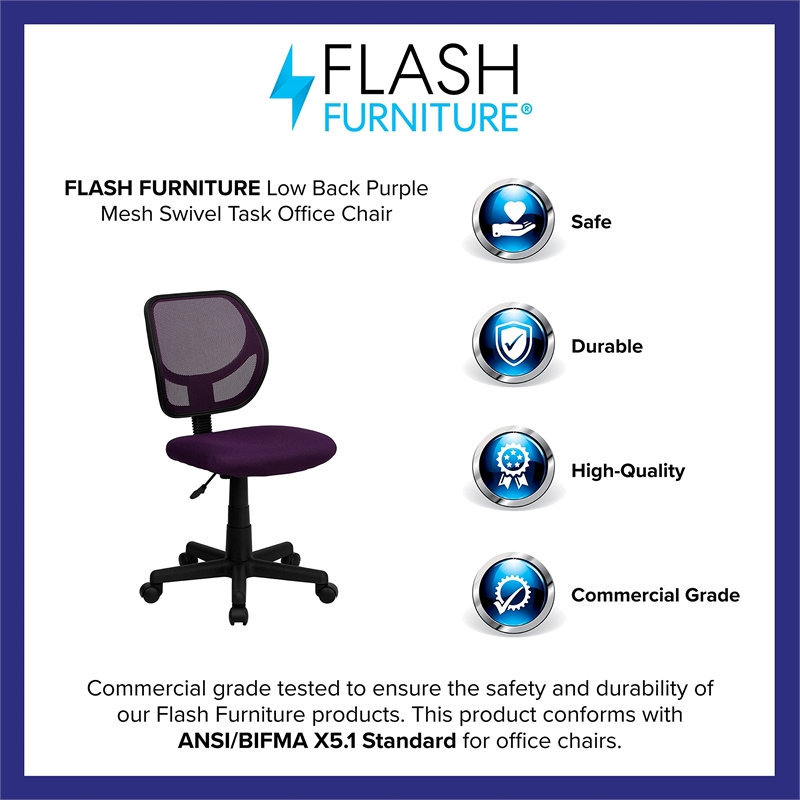 Flash Furniture Mid-Back Purple Mesh Task and Computer Office Chair