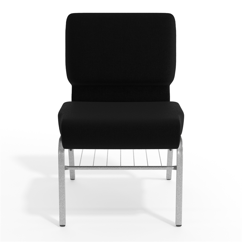 Flash Furniture Hercules Church Stacking Chair in Silver and Black