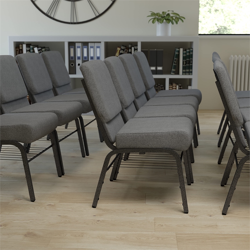 Flash Furniture Hercules Series Church Stacking Chair in in Gray