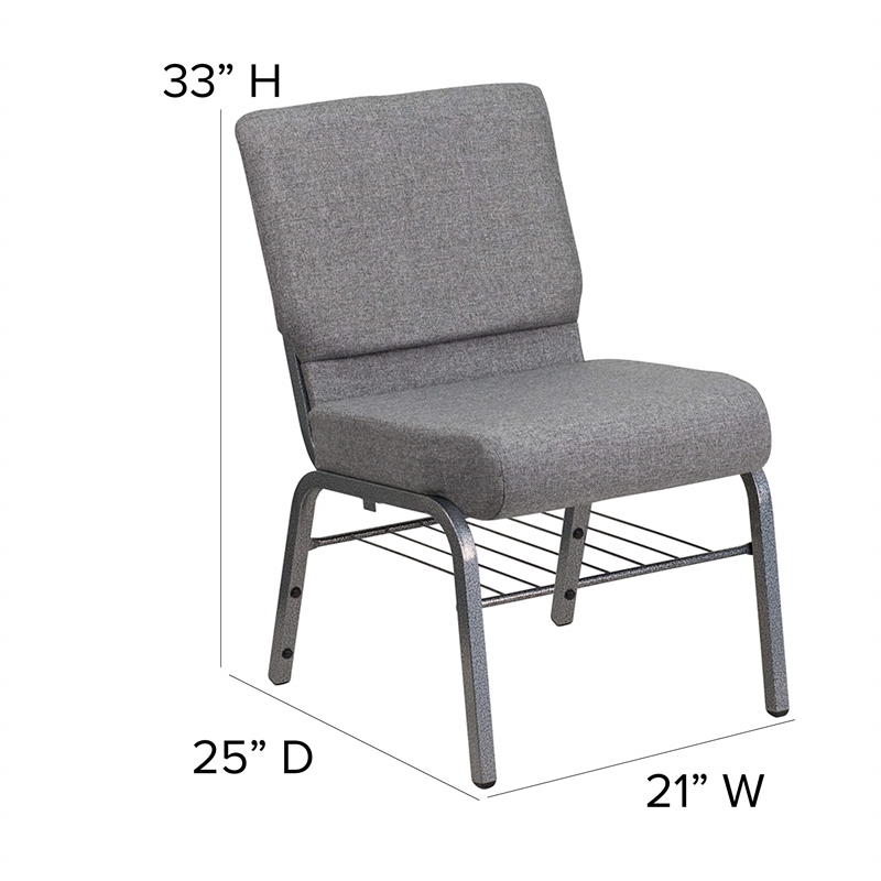 Flash Furniture Hercules Series Church Stacking Chair in in Gray