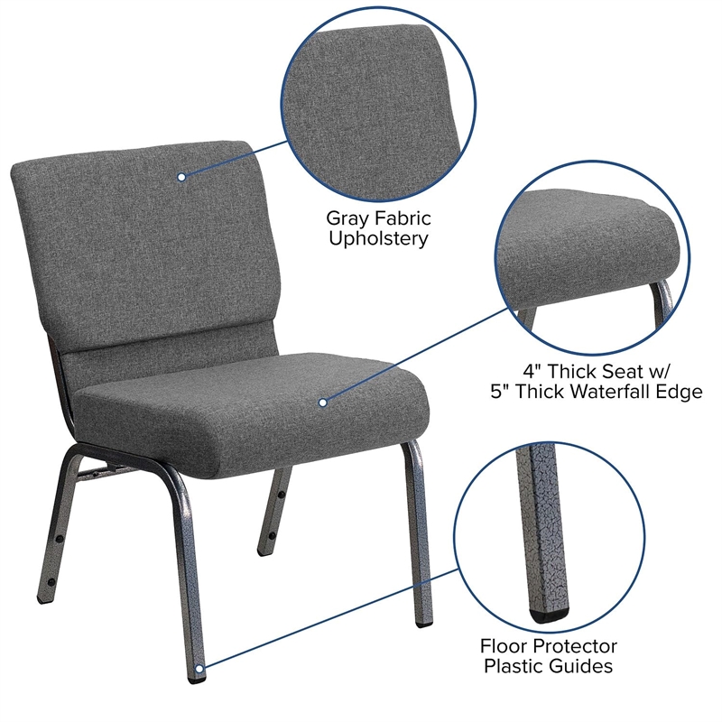 Flash Furniture Hercules Series Stacking Church Stacking Chair in Gray