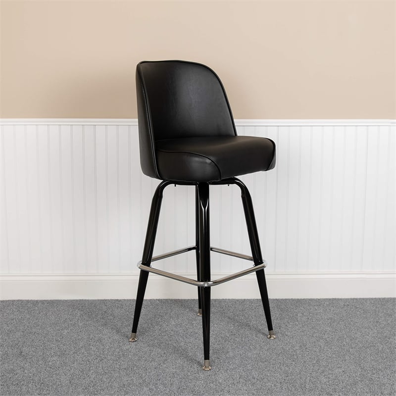 Flash Furniture Metal Barstool With Swivel Bucket Seat In Black