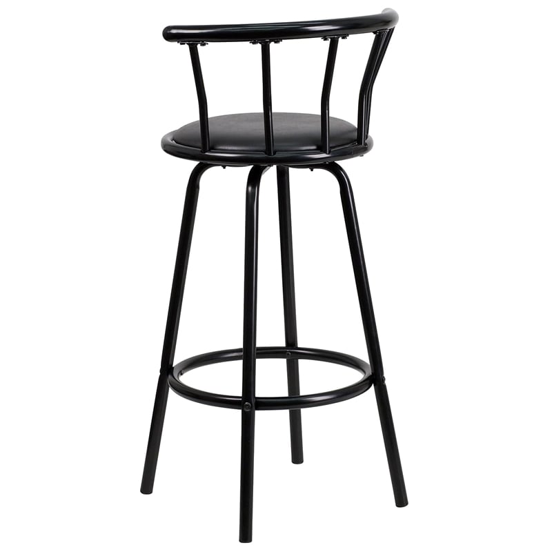 Flash Furniture Metal Crown Back Swivel Stool In Black