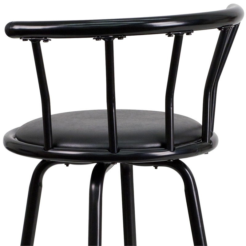 Flash Furniture Metal Crown Back Swivel Stool In Black