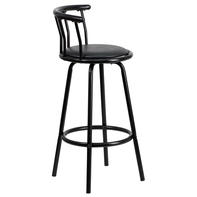 Flash Furniture Metal Crown Back Swivel Stool In Black