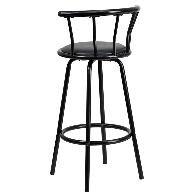 Flash Furniture Metal Crown Back Swivel Stool In Black