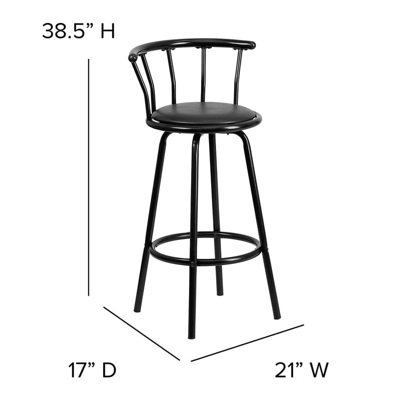 Flash Furniture Metal Crown Back Swivel Stool In Black