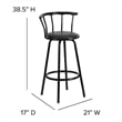 Flash Furniture Metal Crown Back Swivel Stool In Black