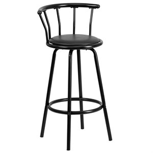 flash furniture metal crown back swivel stool in black