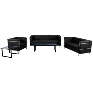 flash furniture hercules regal 3 piece contemporary leather upholstered reception sofa set
