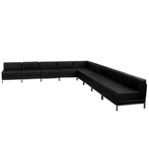 Flash Furniture Hercules Imagination 9 Piece Leather Sectional Set in Black