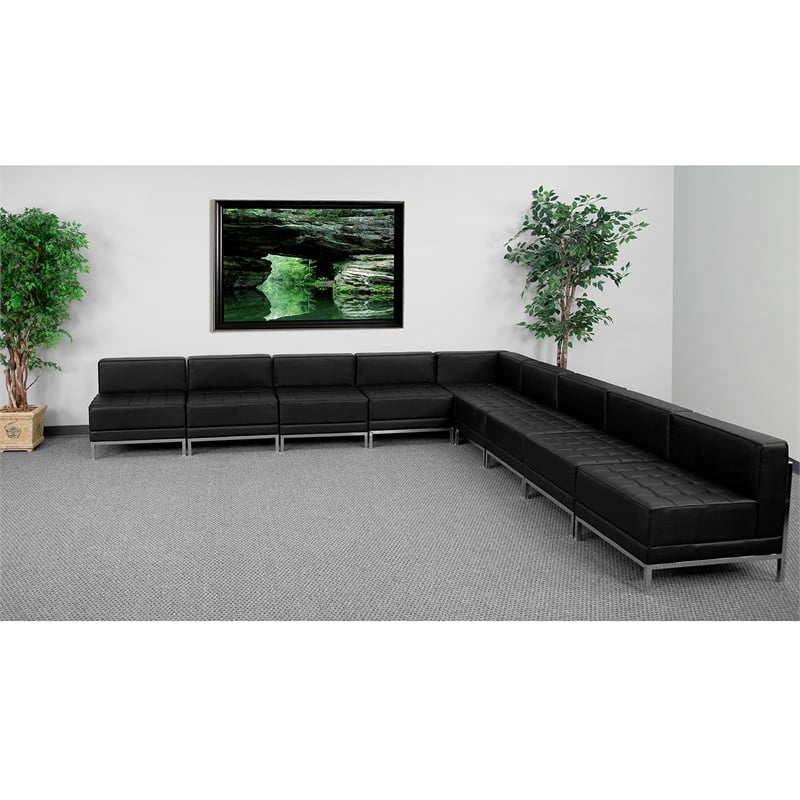 Flash Furniture Hercules Imagination 9 Piece Leather Sectional Set in Black