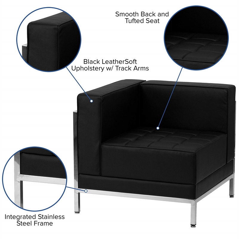 Flash Furniture Hercules Imagination 9 Piece Leather Sectional Set in Black