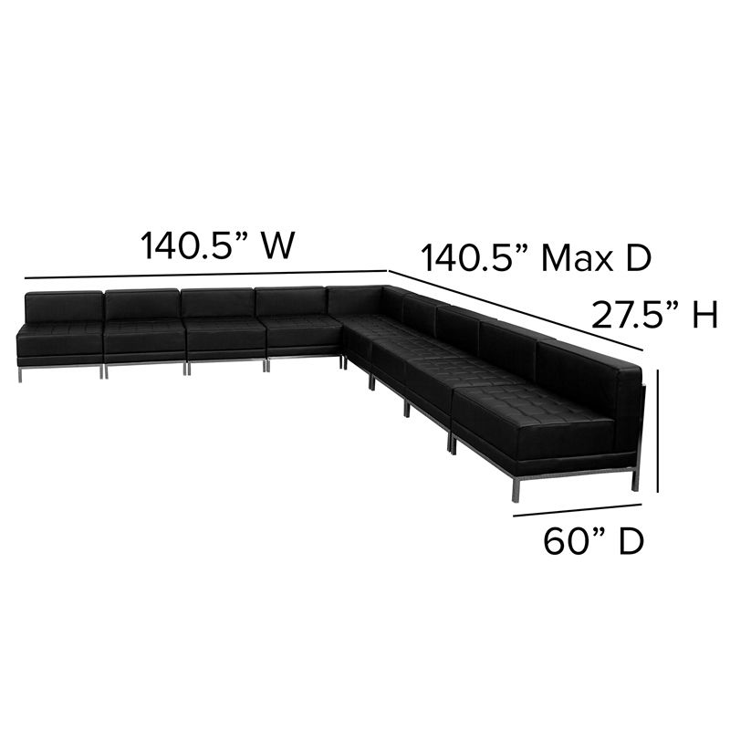 Flash Furniture Hercules Imagination 9 Piece Leather Sectional Set in Black