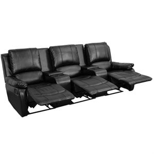 flash furniture allure leather reclining home theater seating in black