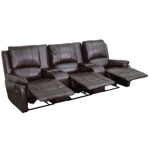 flash furniture allure leather reclining home theater seating in brown