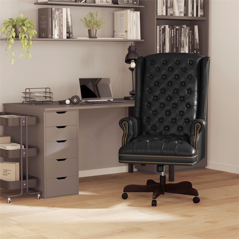 Flash Furniture Traditional Upholstered Executive Office Chair in Brown